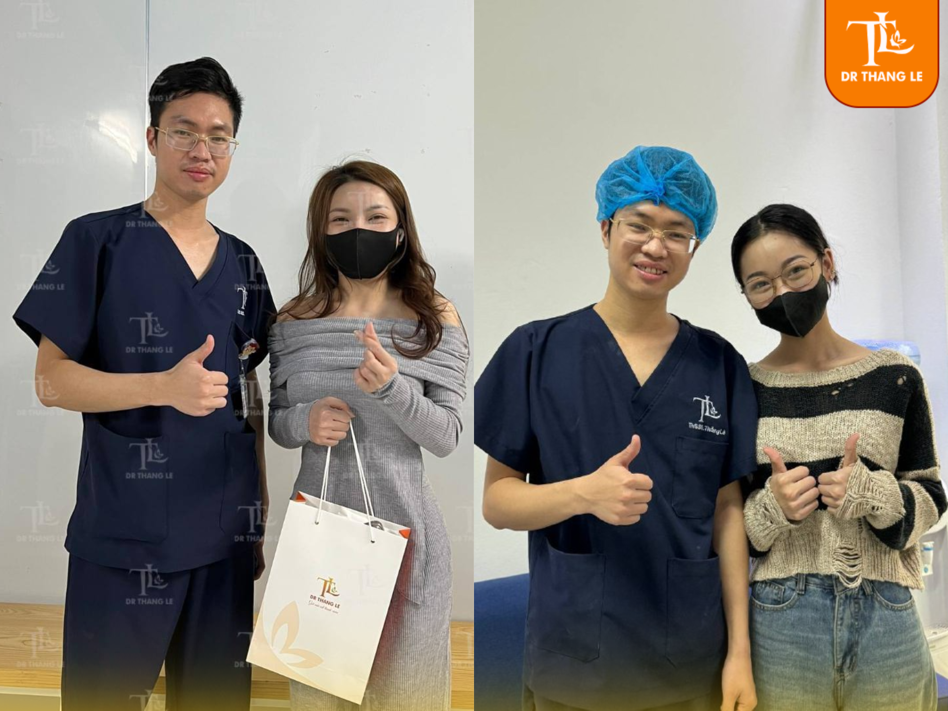 Thạc sĩ - Bác sĩ Thắng Lê bên cạnh khách hàng độn thái dương.