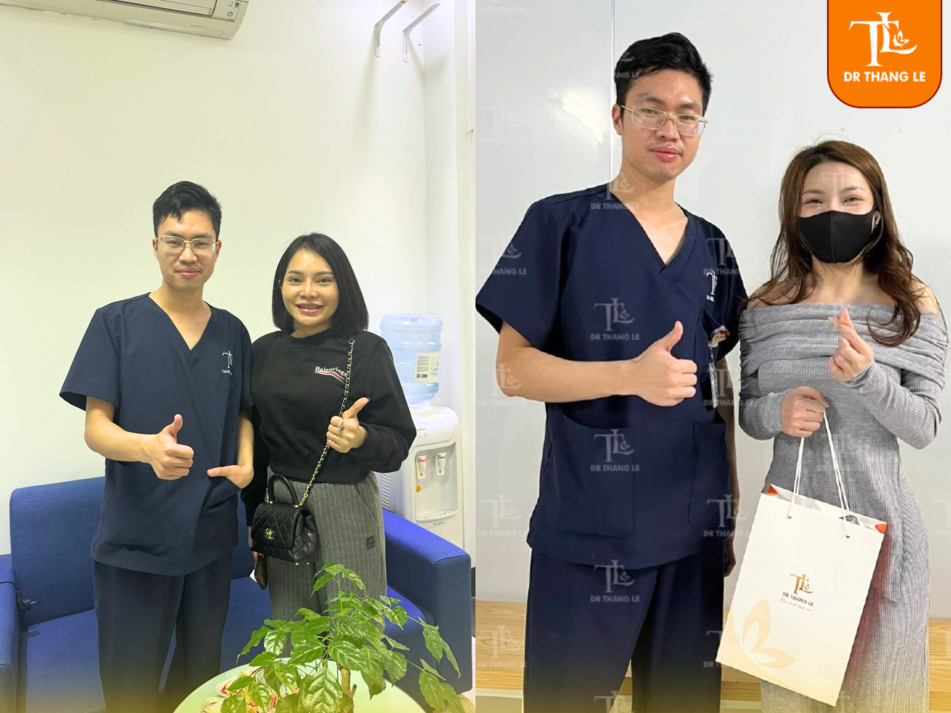 Bác sĩ Lê Thắng bên khách hàng tại thẩm mỹ Dr Thắng Lê