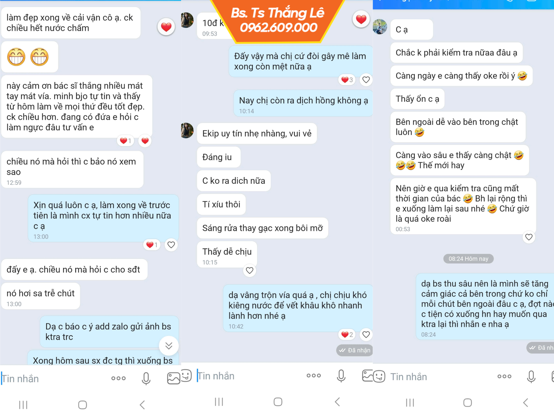 Phản hồi của khách hàng sau khi trải nghiệm dịch vụ tân trang cô bé tại Dr. Thắng Lê